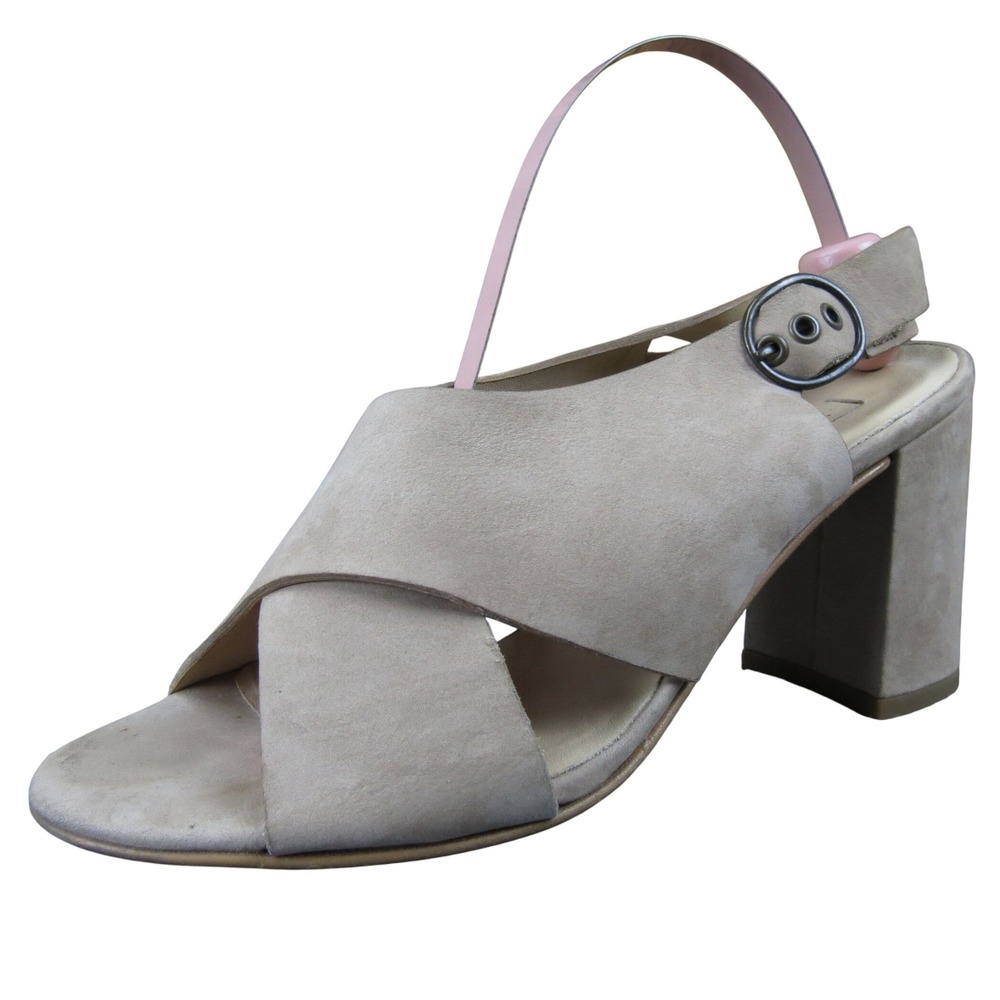 Paul Green Women's Taupe Suede Block Heel Slingback Sandals 6 Open Toe Stylish